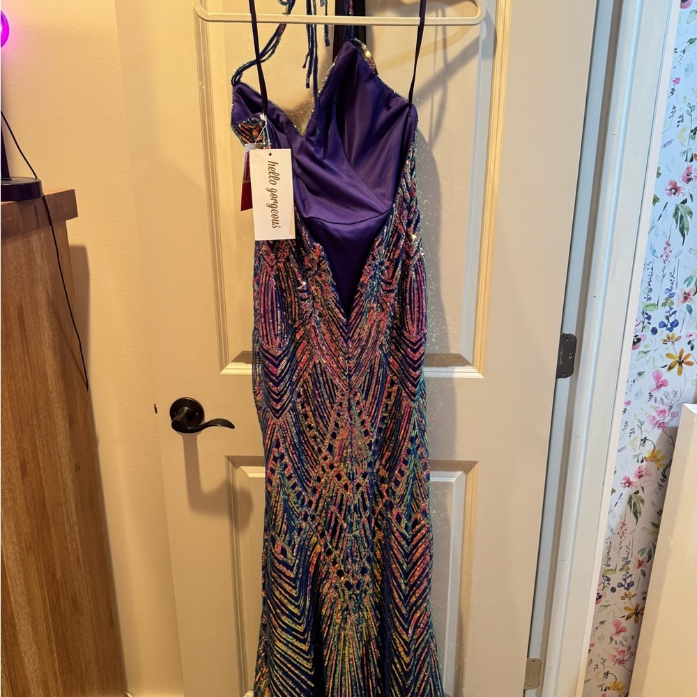 PromGirl Multicolor Sequin Prom Dress - Picture 3 of 5